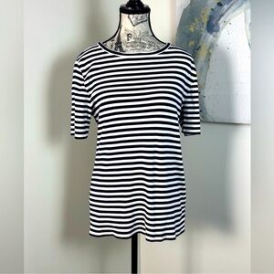 J. Crew Perfect Fit Navy and White Striped Short Sleeve Tee sz L